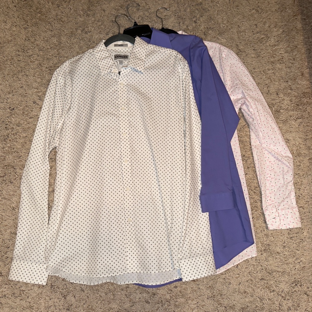 3 men’s size large button down dress shirts